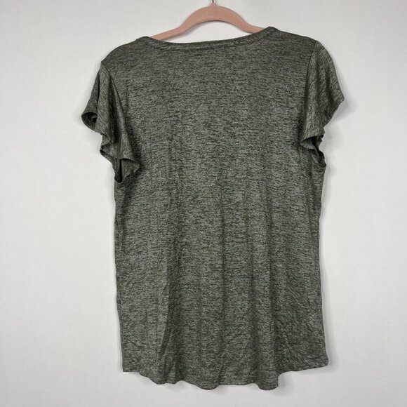 2/$30 Outlet WHBM Notch-Neck Ruffle-Sleeve Tee Large Gray #8835 - Picture 8 of 11